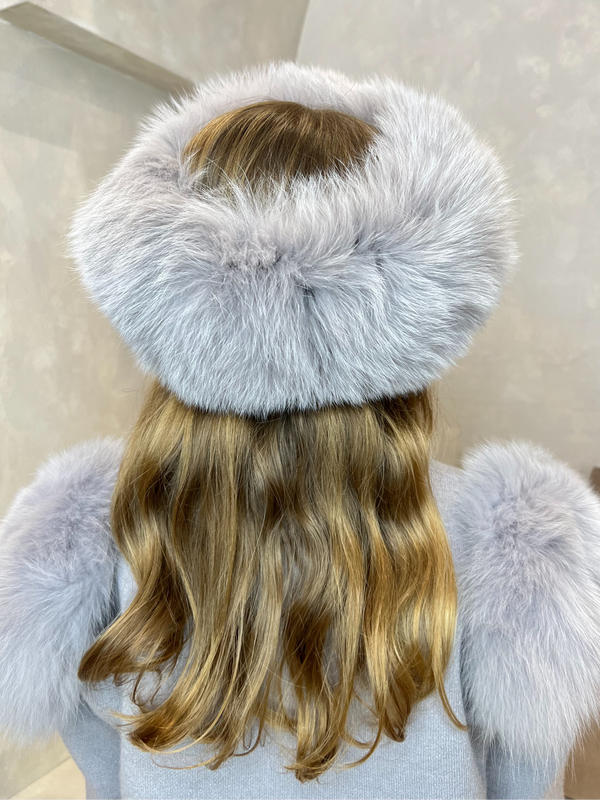 Childrens Light Grey Luxury Fur Headband