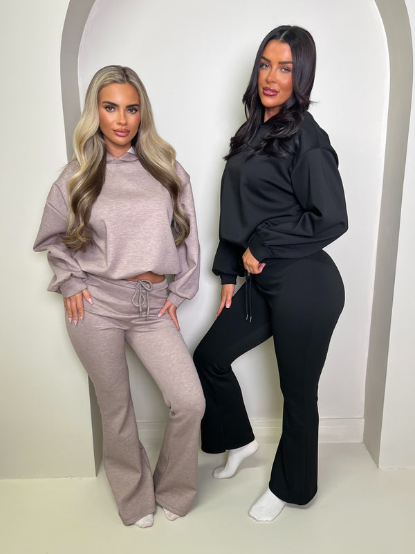 Inside Edit Black Balloon Hem Hooded Top & Boot Cut Trousers