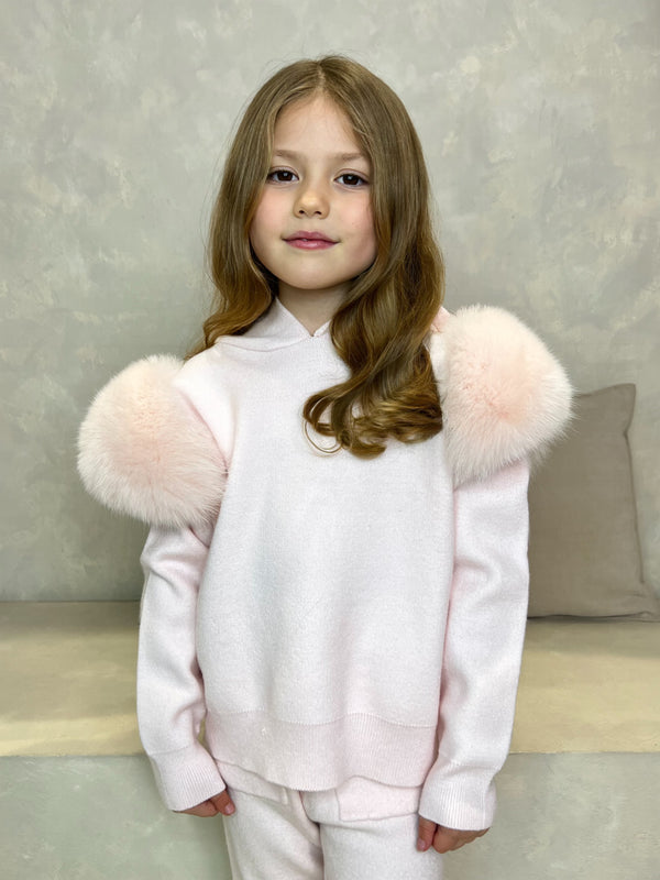 Childrens Baby Pink Luxury Fur Tracksuit