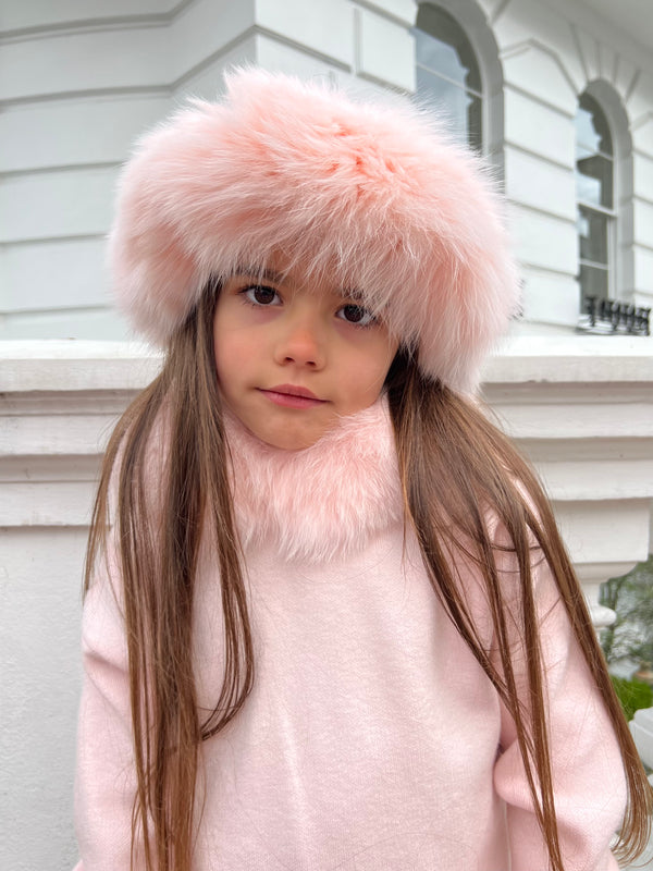 Childrens Baby Pink Luxury Fur Headband