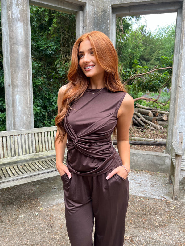 Aria Chocolate Knot Front Top