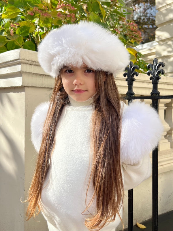 Babies Cream Luxury Fur Headband