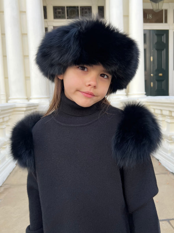 Childrens Black Luxury Fur Headband