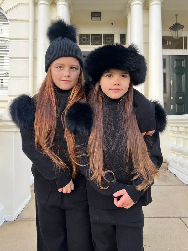 Childrens Black Luxury Fur Headband