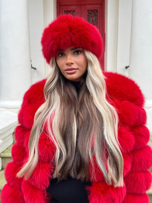 Red Luxury Fur Headband