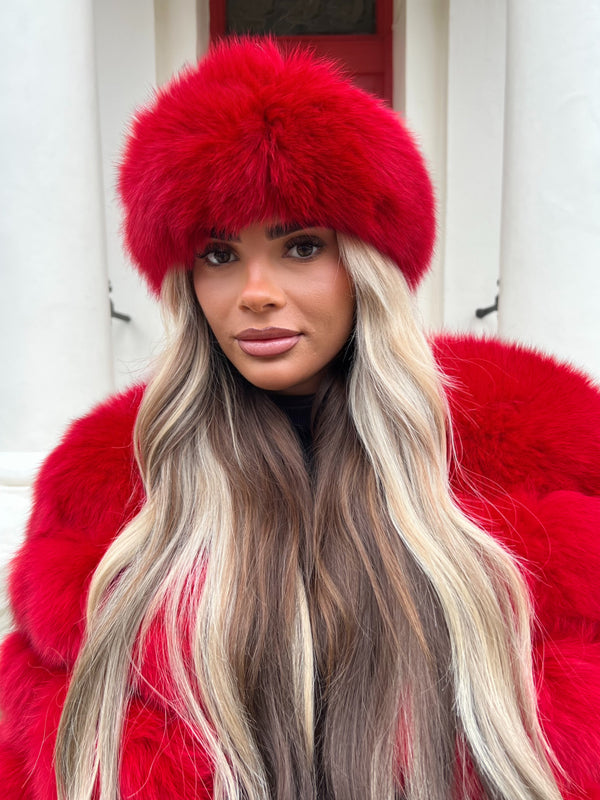 Red Luxury Fur Headband