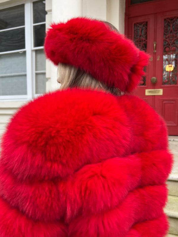 Red Luxury Fur Headband
