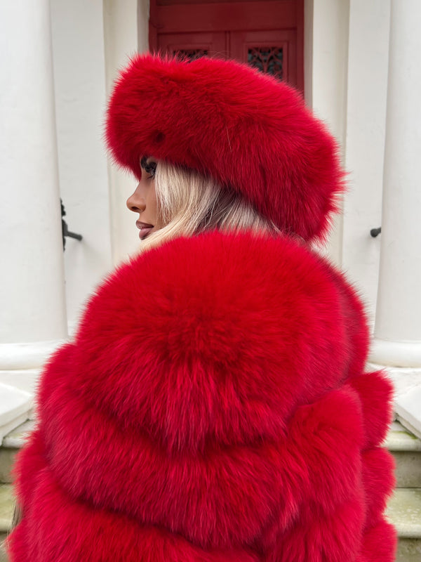 Red Luxury Fur Headband
