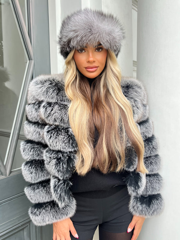 Two Tone Grey Luxury Fur Headband