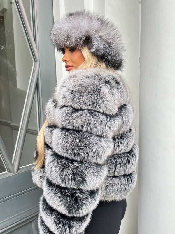 Two Tone Grey Luxury Fur Headband
