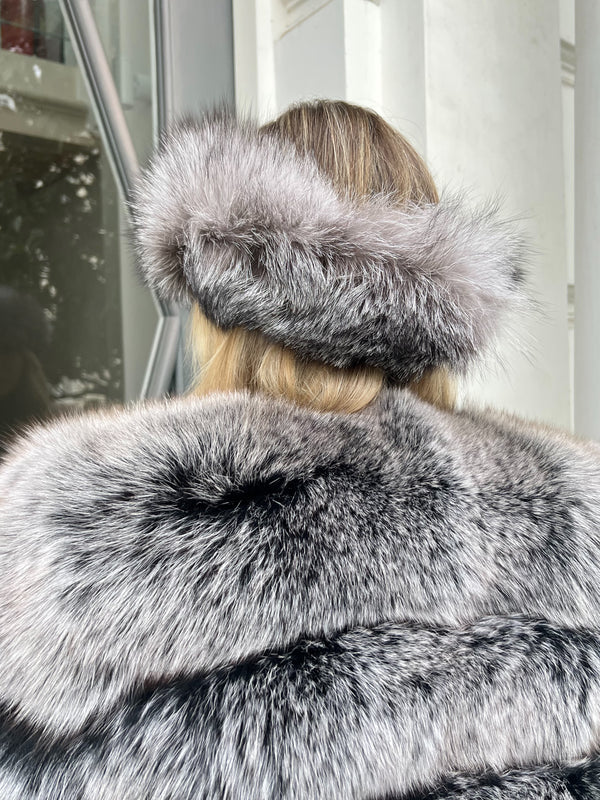 Two Tone Grey Luxury Fur Headband
