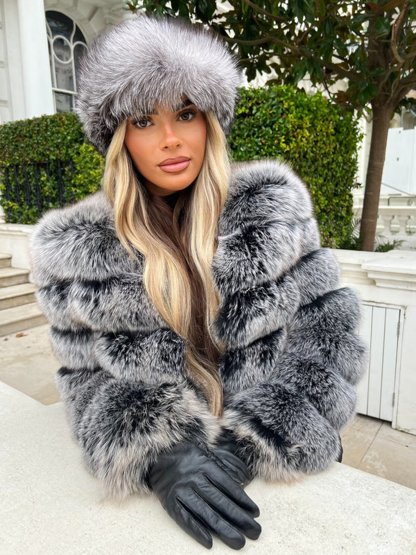 Two Tone Grey Luxury Fur Headband
