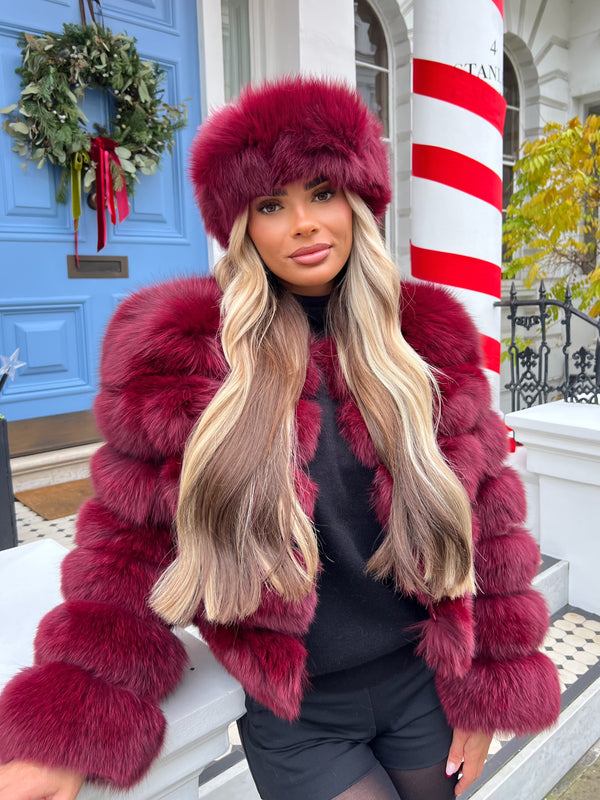 Burgundy Luxury Fur Headband
