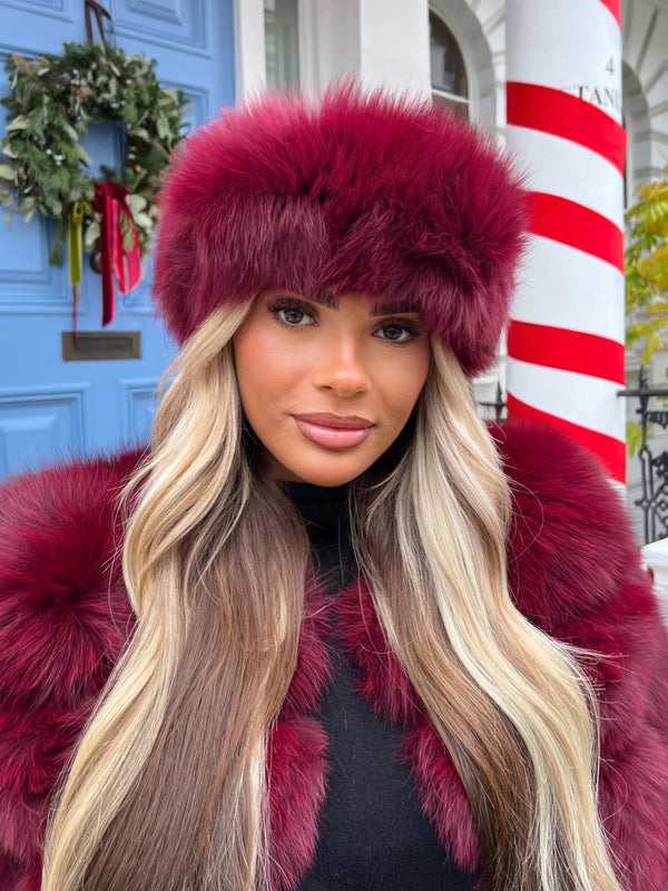 Burgundy Luxury Fur Headband
