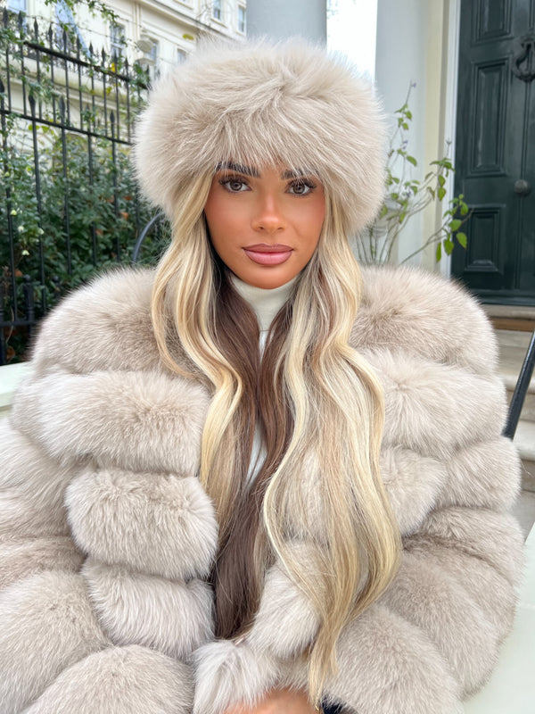 Dark Beige Luxury Fur Headband