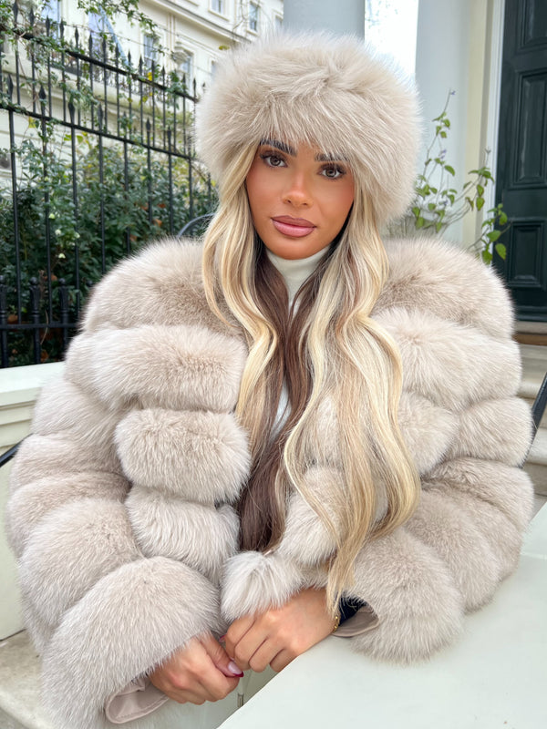 Dark Beige Luxury Fur Headband