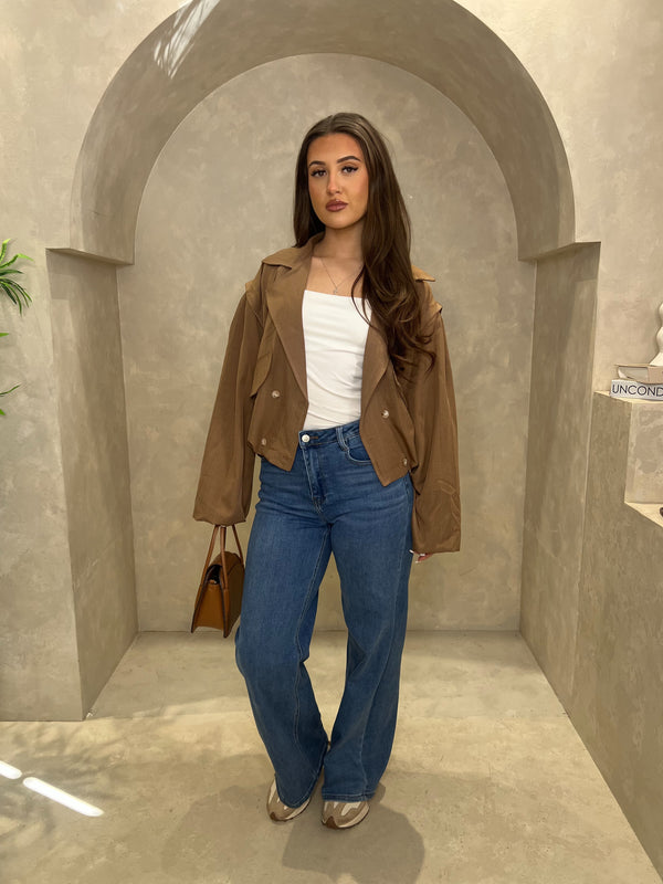 Cropped Trench Jacket in Black / O/S - HL London