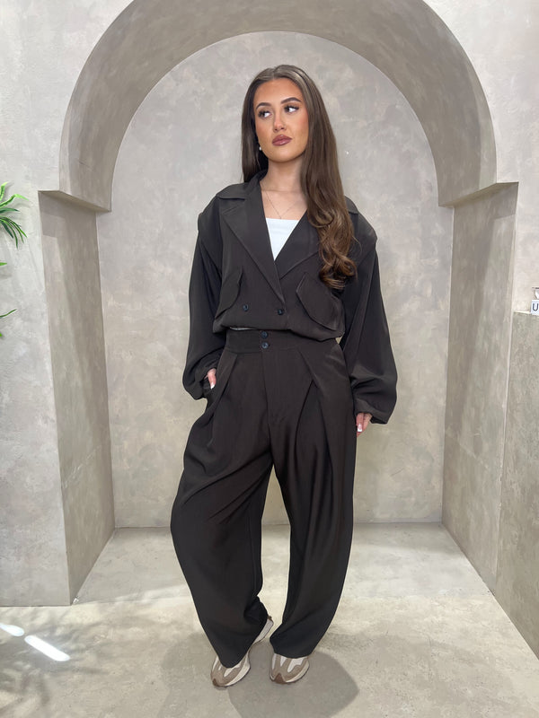 Cropped Trench Jacket in Black / O/S - HL London