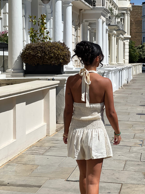 Military Beige High Waisted Shorts - HL London