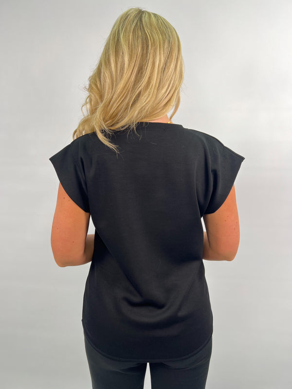 Spring Forward Black Capped Sleeve T-Shirt