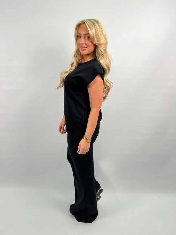 Spring Forward Black Capped Sleeve T-Shirt