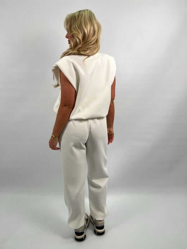 Spring Forward White Drawstring Jogging Bottoms