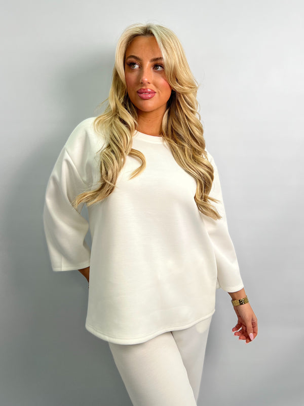 Spring Forward White 3/4 Sleeve Top