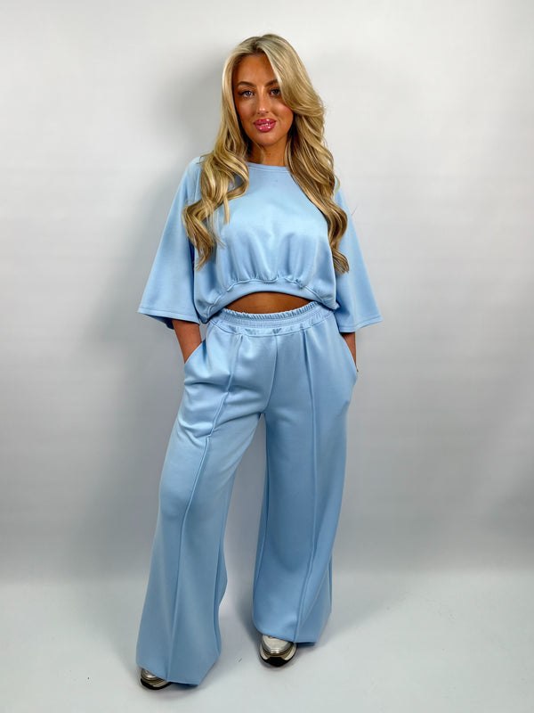 Spring Forward Baby Blue Wide Leg Trousers