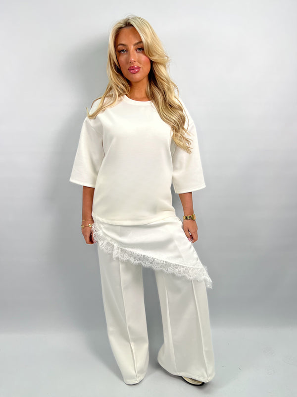 Spring Forward White Wide Leg Trousers