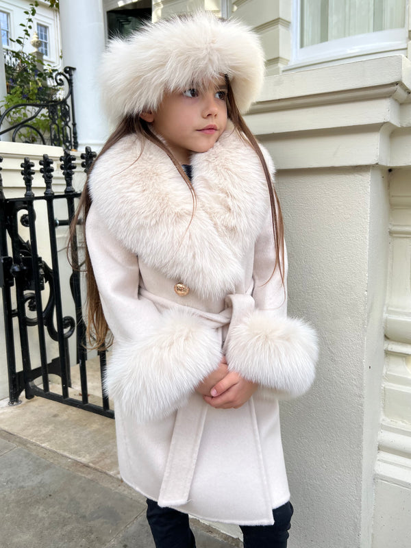 Childrens Light Beige Luxury Fur Headband