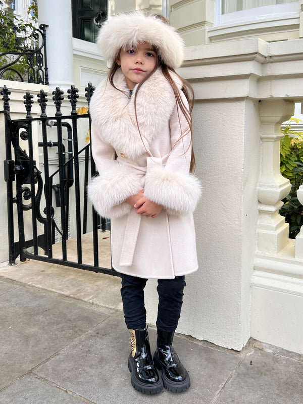 Childrens Light Beige Luxury Fur Headband