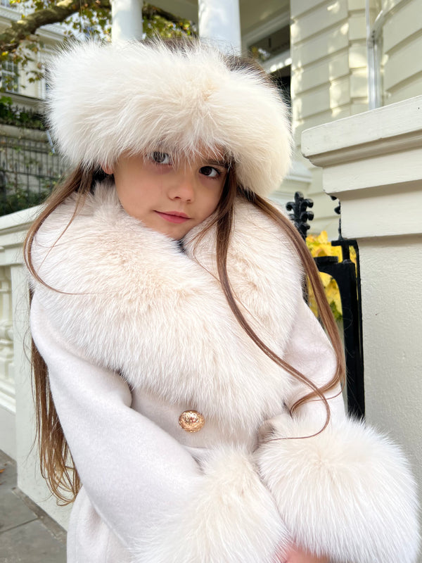 Childrens Light Beige Luxury Fur Headband