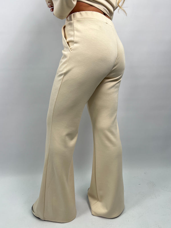 Spring Forward Beige Bootcut Trousers
