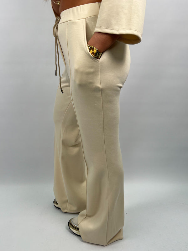 Spring Forward Beige Bootcut Trousers