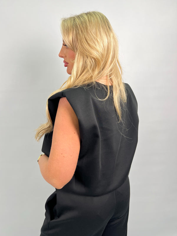 Spring Forward Black Balloon Hem Capped Sleeve T-Shirt