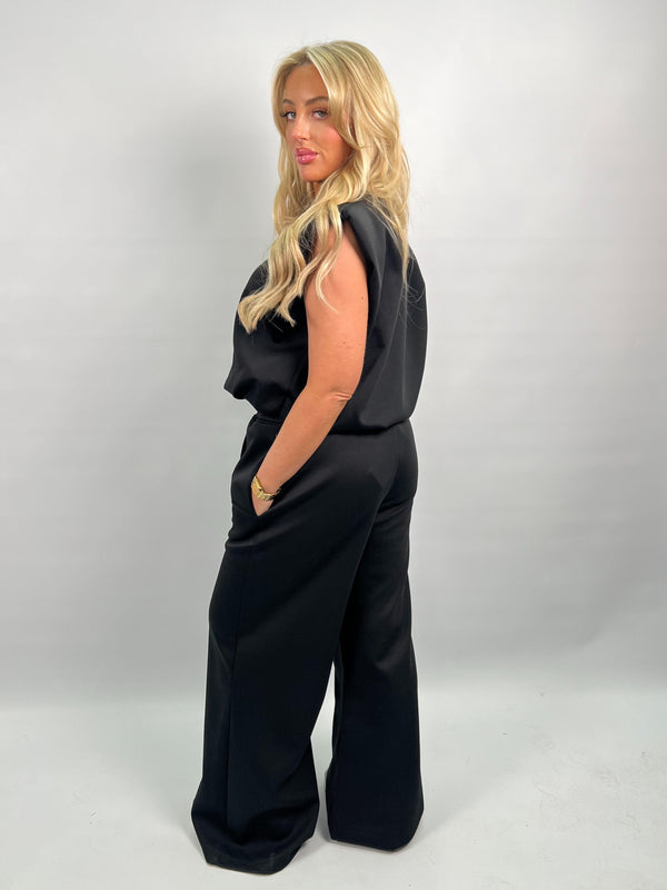 Spring Forward Black Balloon Hem Capped Sleeve T-Shirt