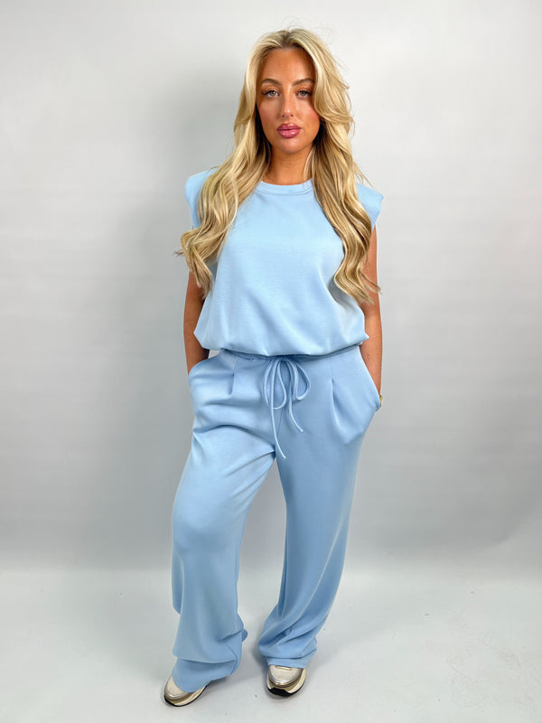 Spring Forward Baby Blue Balloon Hem Capped Sleeve T-Shirt