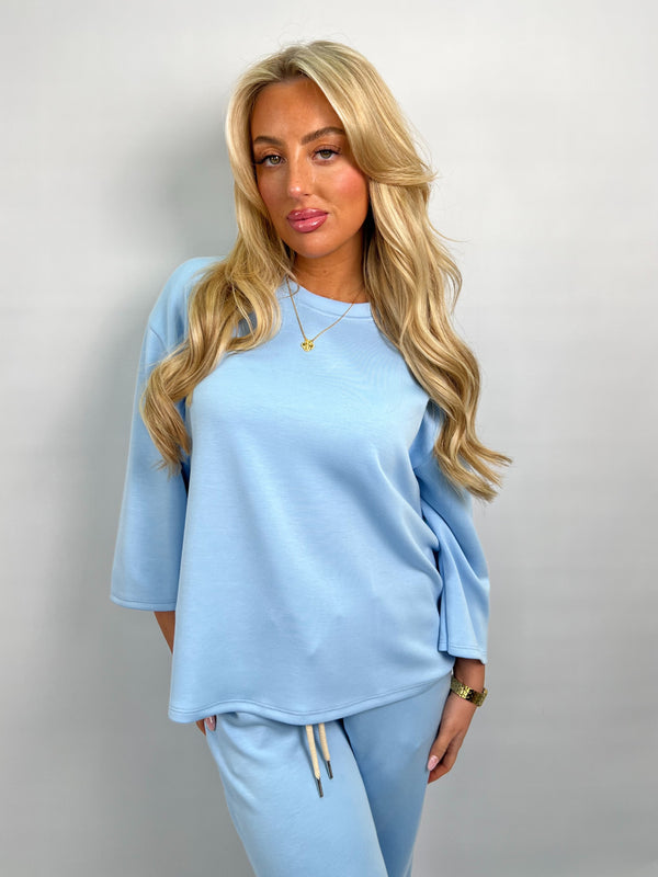 Spring Forward Baby Blue 3/4 Sleeve Top