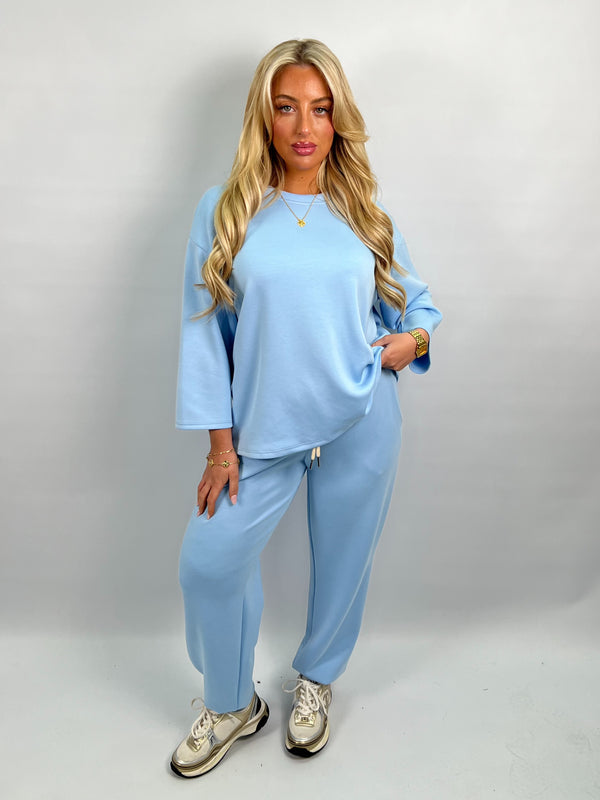 Spring Forward Baby Blue Drawstring Jogging Bottoms