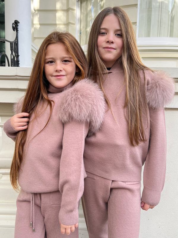 Childrens Taupe Luxury Fur Tracksuit
