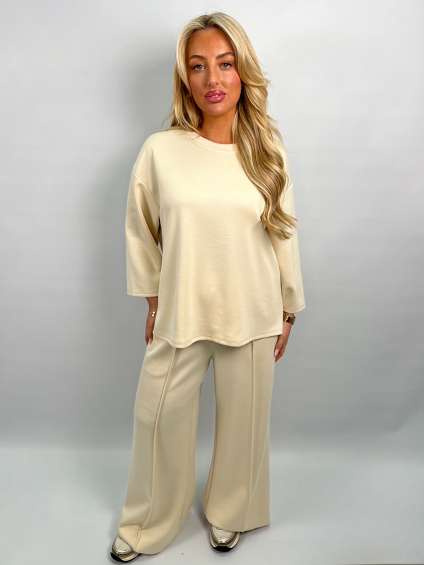 Spring Forward Beige 3/4 Sleeve Top