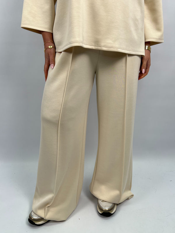 Spring Forward Beige Wide Leg Trousers