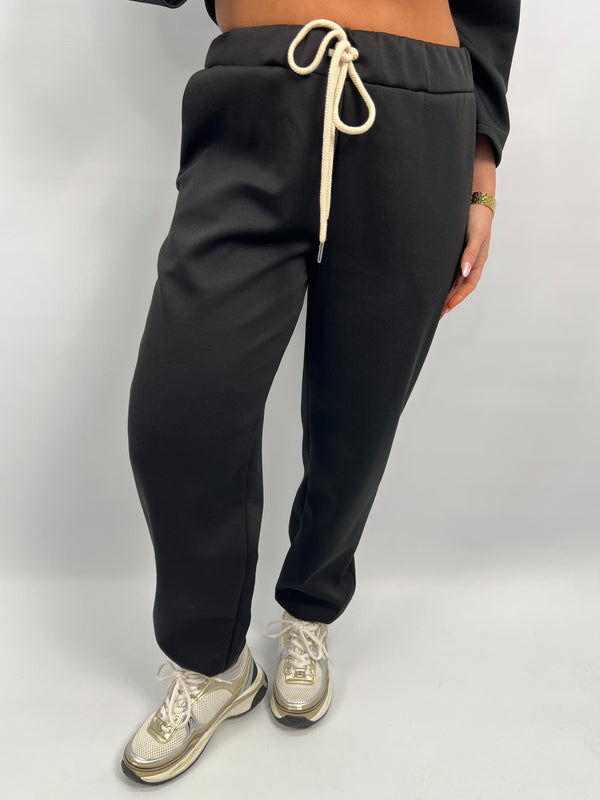Spring Forward Black Drawstring Jogging Bottoms