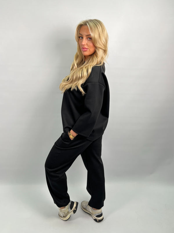 Spring Forward Black Drawstring Jogging Bottoms