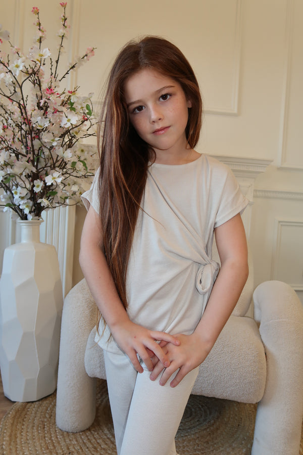 Lauren Goodger & Larose Childrens Beige Side Tie Top