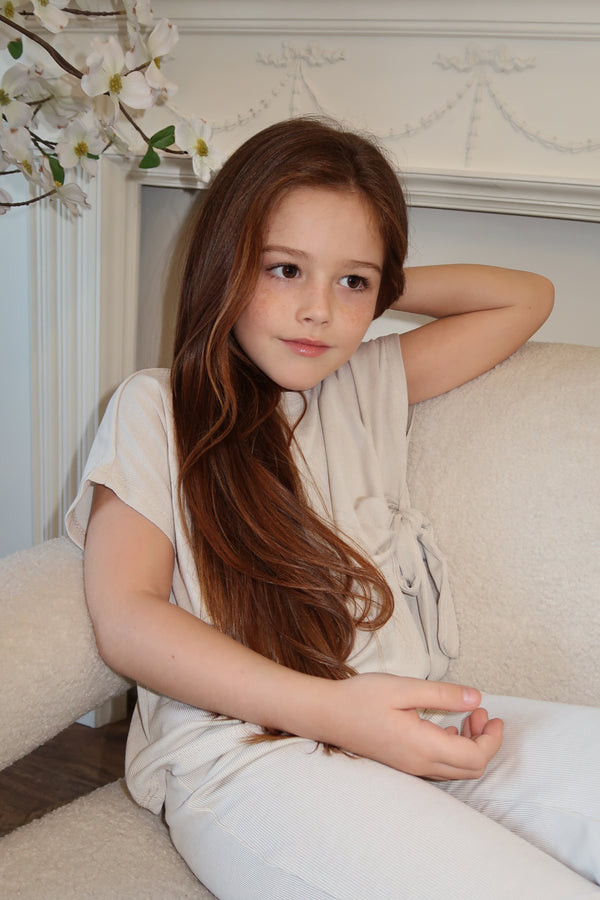 Lauren Goodger & Larose Childrens Beige Side Tie Top