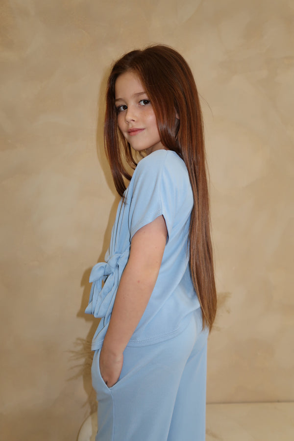 Lauren Goodger & Larose Childrens Baby Blue Side Tie Top