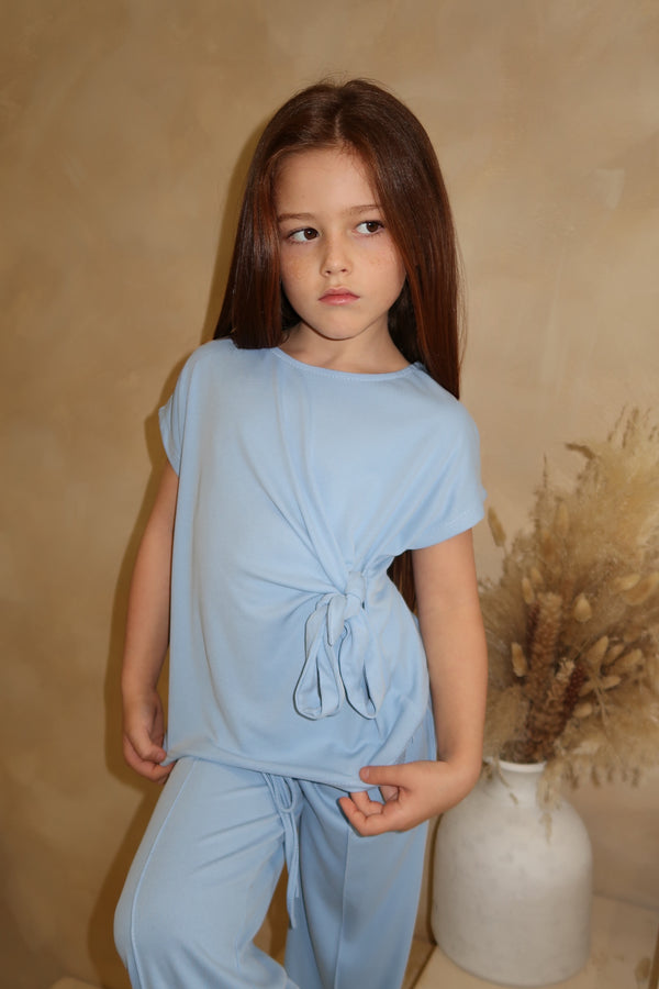 Lauren Goodger & Larose Childrens Baby Blue Side Tie Top