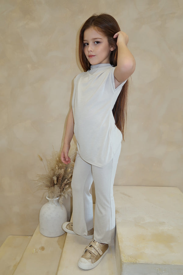 Lauren Goodger & Larose Childrens Beige High Waisted Wide Leg Trouser