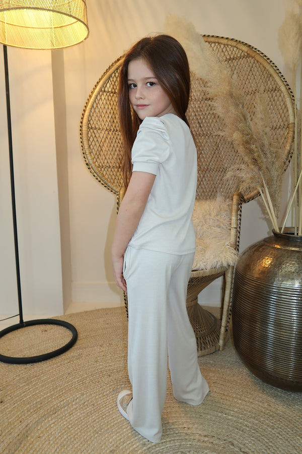 Lauren Goodger & Larose Childrens Beige Puff Sleeve Top